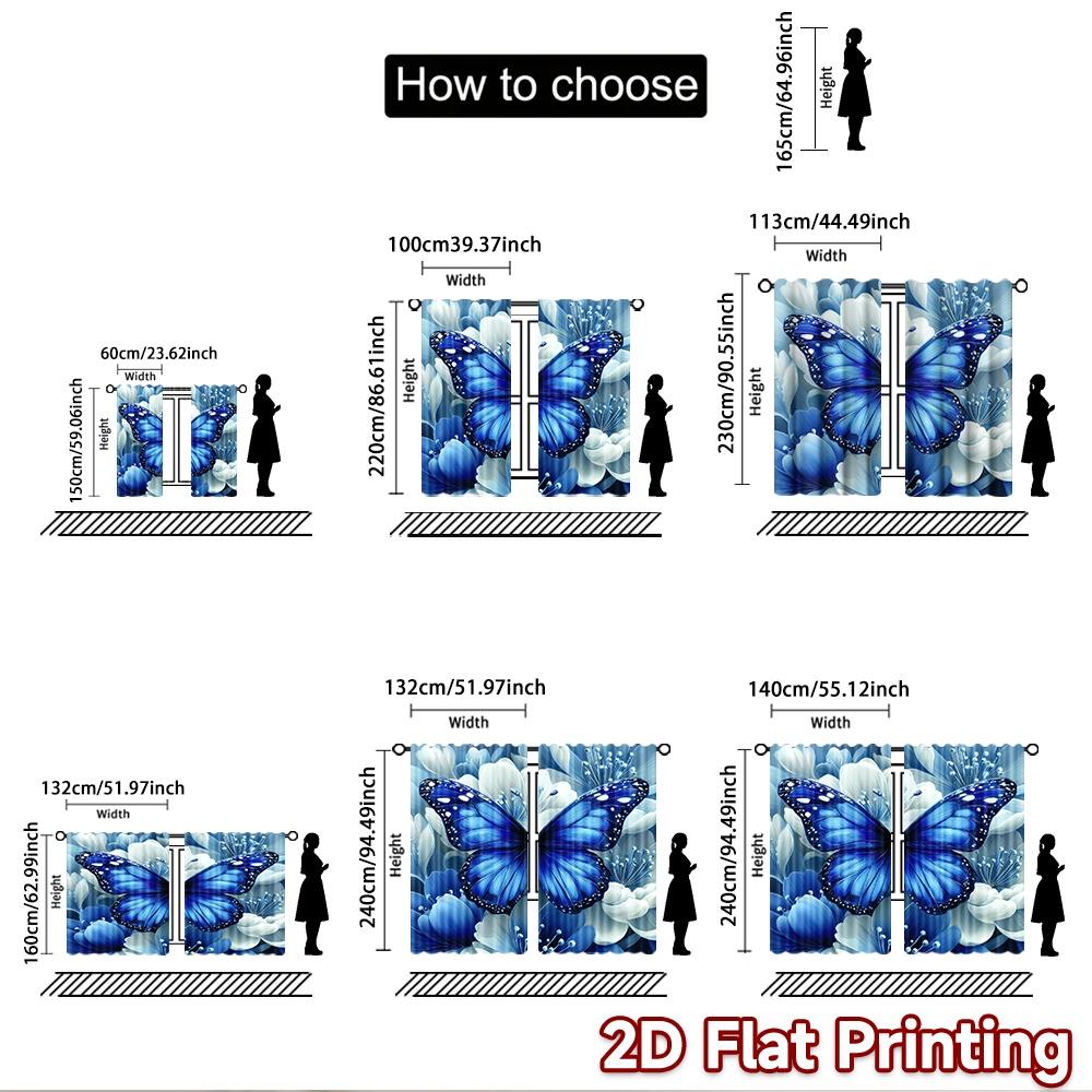 2D flat Photography Backdrop Background Banner Blue Butterfly on Flowers 100% Polyester Party Decorations Use for Suitable