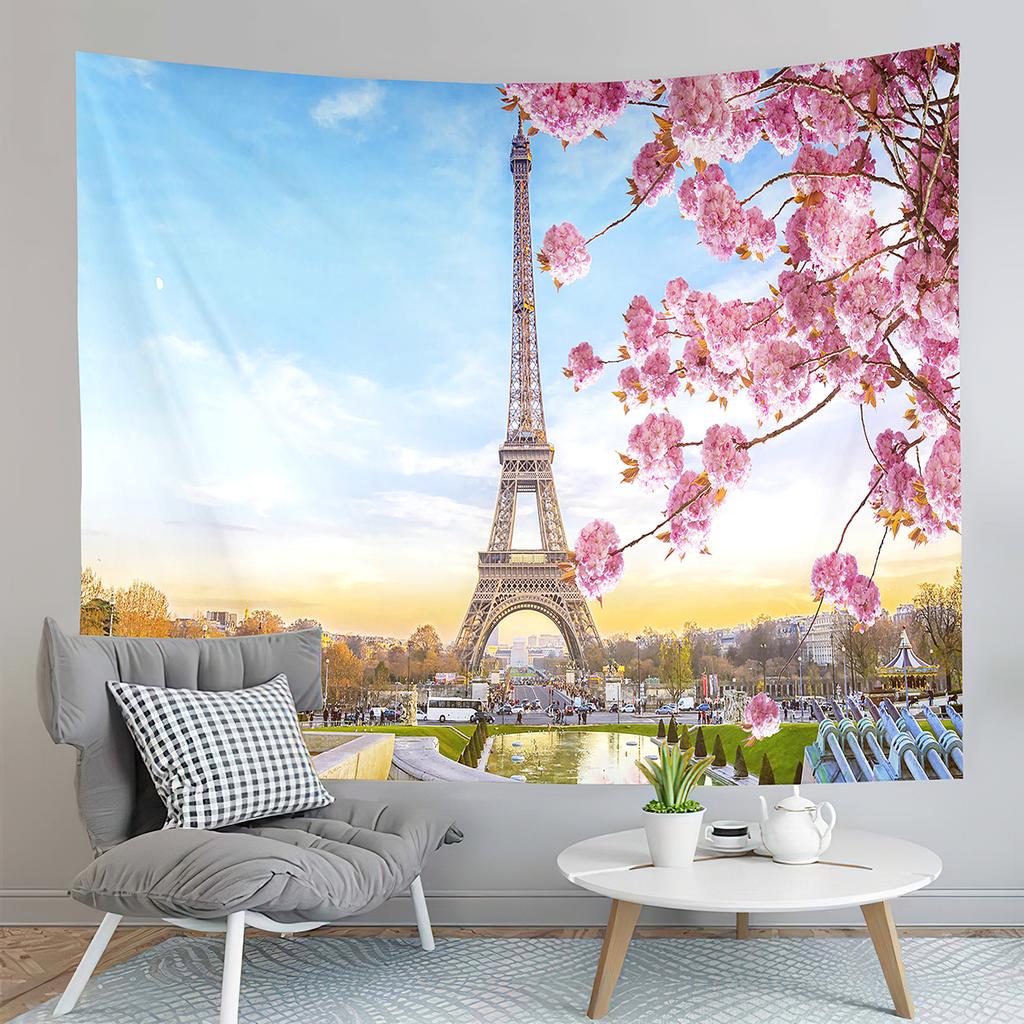 Eiffel Tower Tapestry Lover Couple Tapestry Romantic Scenery Tapestry Home Living Room Dorm Bedroom Aesthetics Decor Tapestries