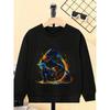 Girls' Crewneck Sweatshirt - Dynamic Figure Yoga Pose Artwork Splash Machine Washable, Spring And Autumn