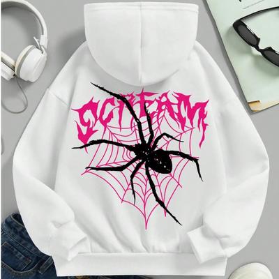 Sweat-shirts à capuche pour fille de style rétro américain, décontractés, confortables, amples, à manches longues, hauts, manteau de dessin animé, vêtements d'automne et d'hiver