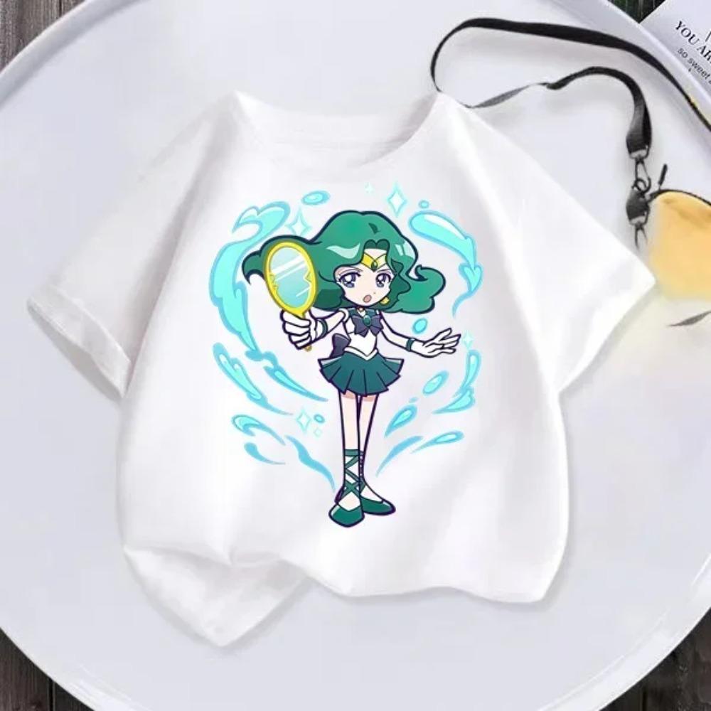 Summer New Kids T-shirt Anime Sailor Moon Girl T-shirt Fashion Cute Girl Anime Harajuku Style Short Sleeve T-shirt Top 110