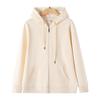 Womens 320g Cotton Blend Hooded Zip-Up Sweatshirt Loose Fit Casual Pullover