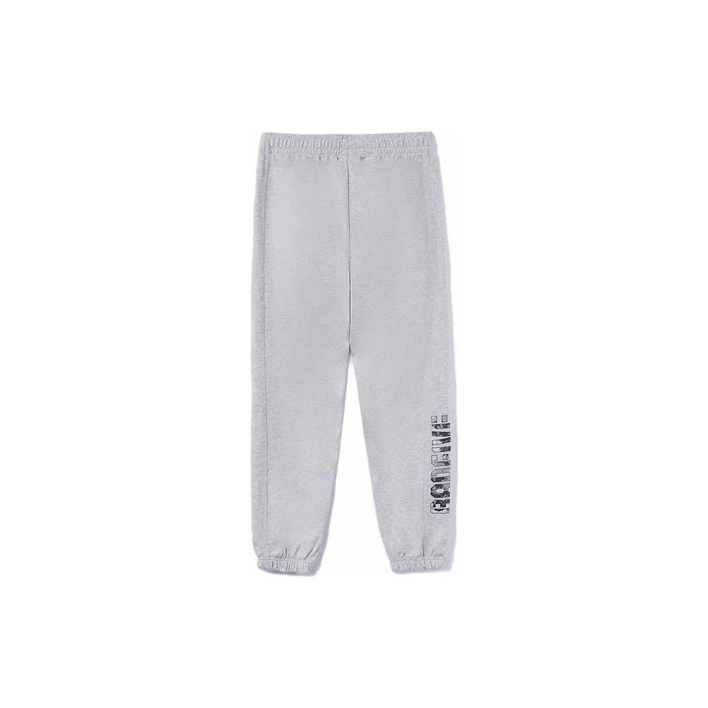 Li Ning Solid Color Loose Fit Letter Print Cuffed Knit Sports Pants Men Pants Gray AKLRA03-1