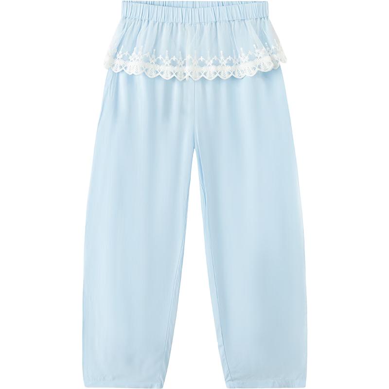 Balabala Girls' Summer Lace Trim Pajama Pants