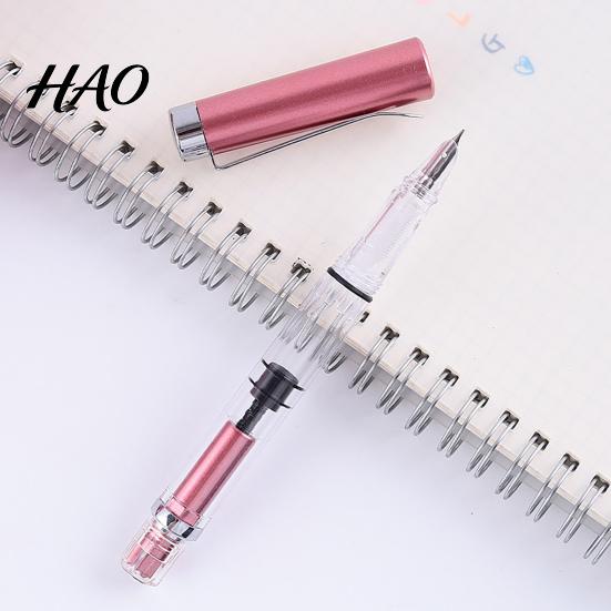 Ergonomic Titanium Pen Fountain High Ink Capacity Vacuum Filling Stainless Smooth Writing Steel Fine Nib for Daily