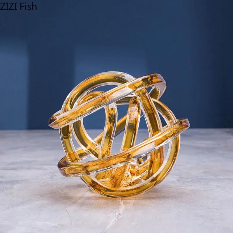 Twisted Coil Creative Transparent Glass Chain Sculpture Desk Decoration Crafts Ornaments Room Aesthetics Decor Modern Artwork
