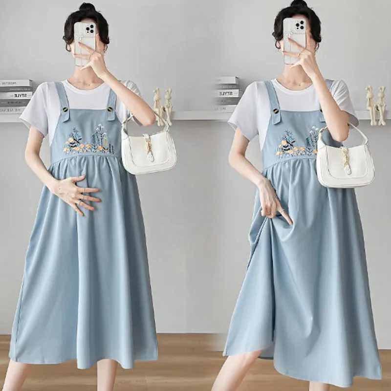 

Платье для беременных летнее платье модная мамина рубашка платье на бретелях платье с эффектом двух частей M recommends 85-52.5 kg