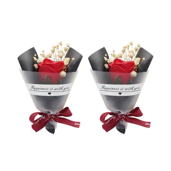 2 st Minitorkade Blomsterbuketter Konstgjorda Rosor Naturlig Brudslöja Blomsterbukett för Fotorekvisita DIY-Hantverk Hem Bröllopsfest Dekoration