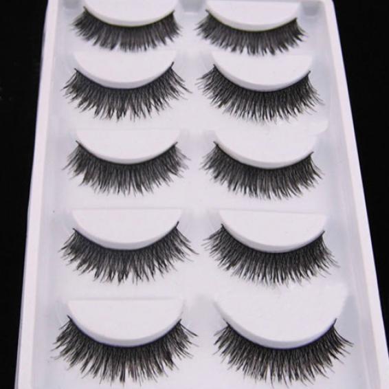 Buy 5 Pairs Natural Thick Cross Handmade Eye Lashes Extension Makeup ...