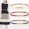 Luxury Women's Thin Belt Fashion Candy Color Skinny Leather Adjustable Belt Gold Buckle For Dress Jeans Decorative Lady Girdle