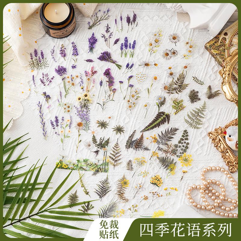 Floral PET Stickers Ins Aesthetic for Journaling Decoden DIY Scrapbook Girl Craft Supplies