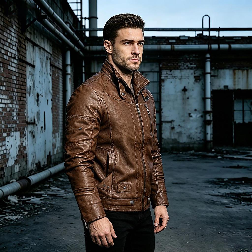 Men's Faux Leather PU Motorcycle Jacket - Autumn/Winter Stylish Outerwear