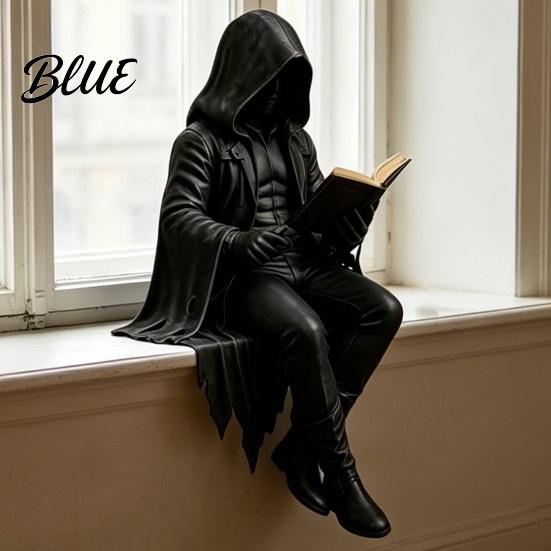 Reading Skeleton Decoration Gothic Dark Fantasy Figure Book Statue