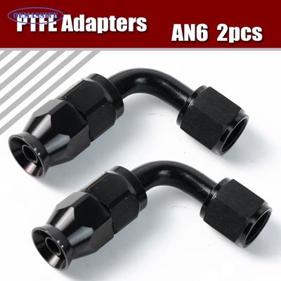 Universal 2Pcs 90° AN6 PTFE Fuel Hose Fitting Elbow Adapter For Fuel Diesel Hydraulic Oil Line For Automotive Motorcycle