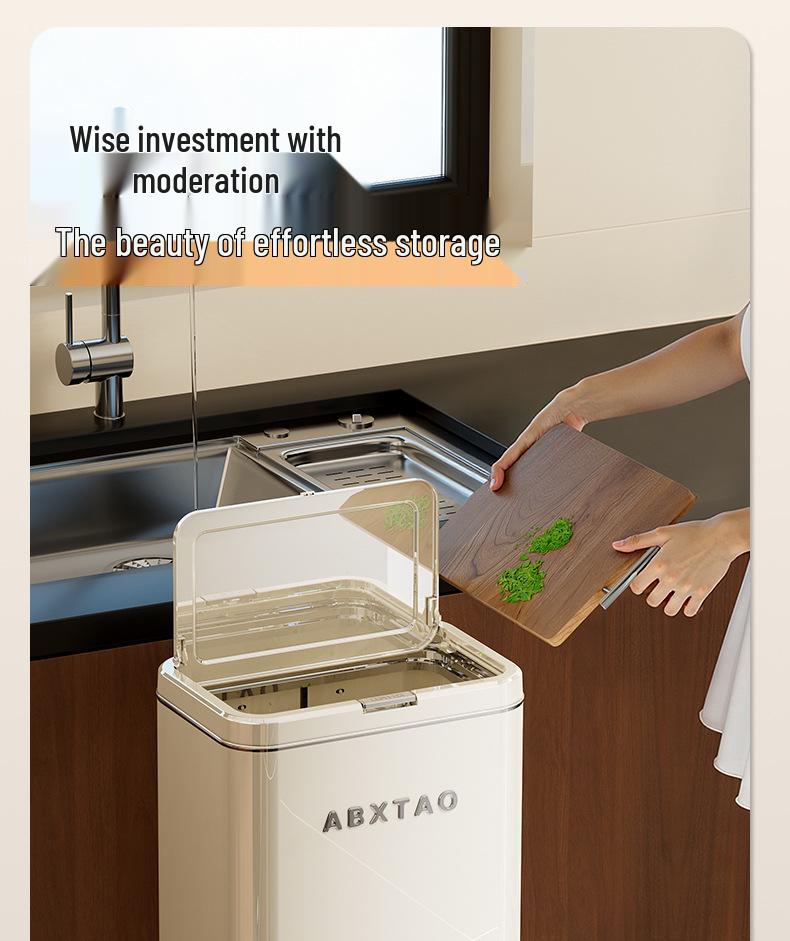 High-Legged Kitchen Trash Can with Wheels - Large Capacity, Narrow Gap, with Lid
