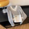 Pullover temperament knitted sweater stacked fake two tops women's fashion sweater lazy high-end design sense niche