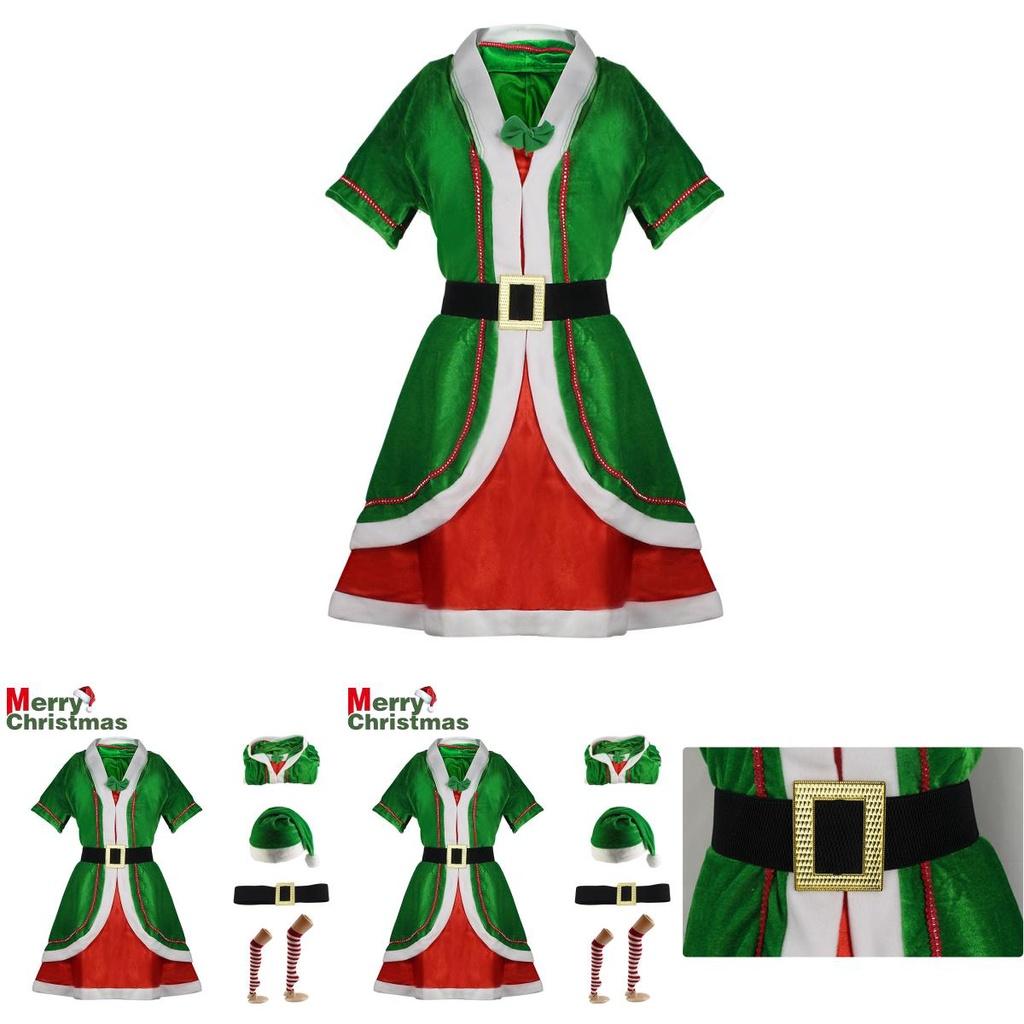Christmas Elf Couple Outfit Cosplay Costume Xmas Fancy Dress Party Role Play