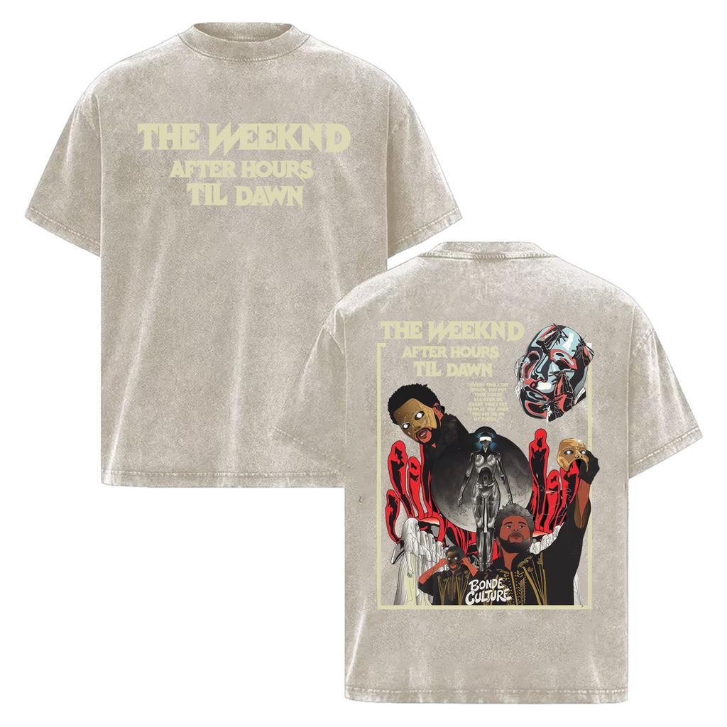 The Weeknd "one of The Girls" Letters Print T-Shirt Men Women Hip Hop Vintage Washed T-shirts High Quality Casual Cotton T Shirt