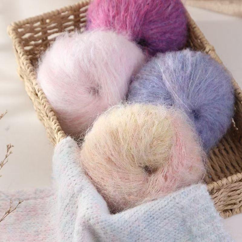 25g Gradual Change Alpaca Mohair Yarn Long Hair Wool Ball Sweater Scarf Jacket Hat Hand-woven DIY Knitting Material Keep Warm