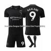 Set Tricou Fotbal Away Haaland 25-26: Tricou cu mânecă scurtă pentru adulți și copii cu numărul 9