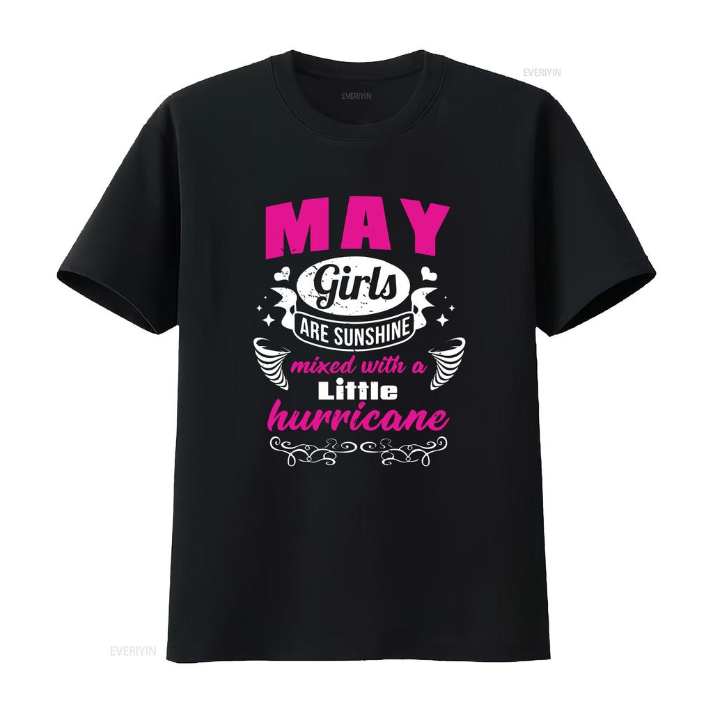 May Girl T Shirt Girls Are Sunshine Born In Birthday Month Taurus Astrology Vintage Washed Breathable Homme Graphic Stretched