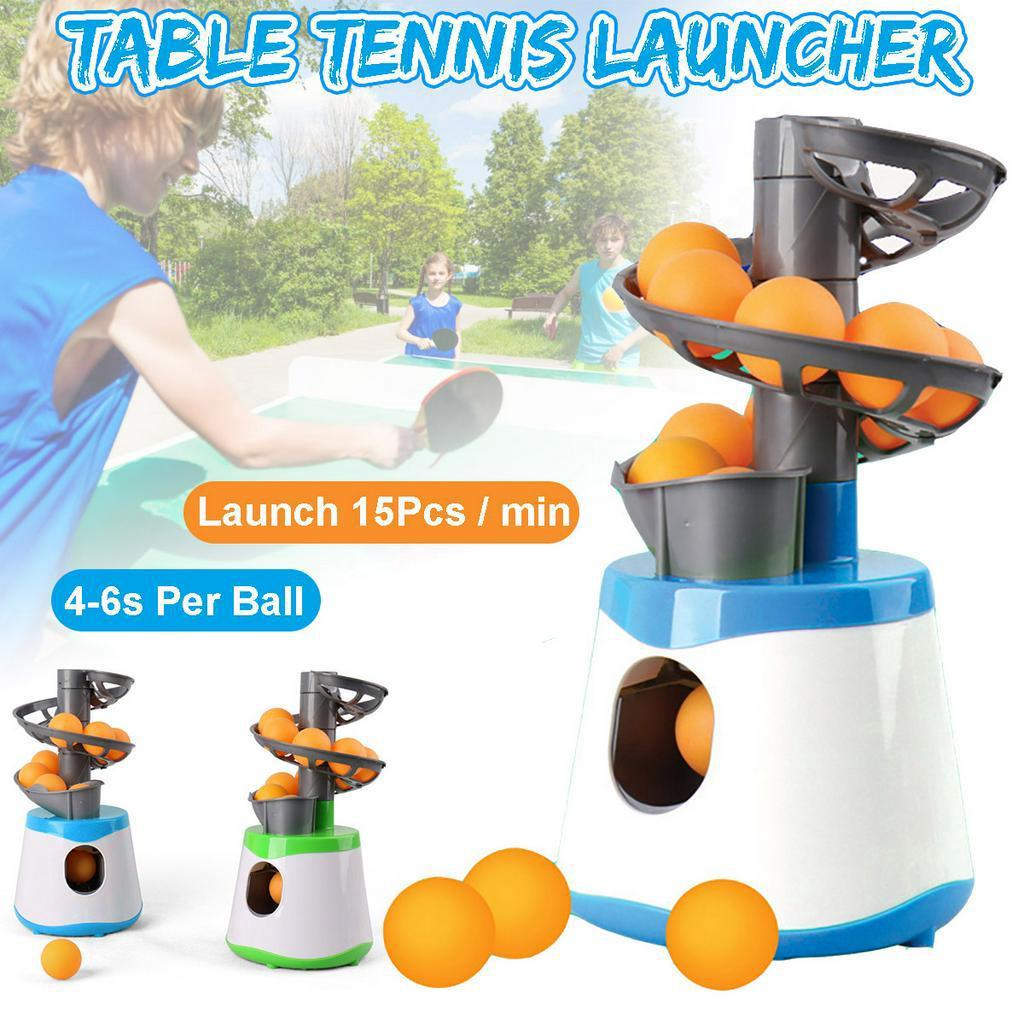 ABS Mini Table Tennis Robot Parent-child Student Sender Pitching Serve Machine Trainer Gift Racquet Sport Green / Blue 15x15x30.5cm