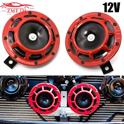 2 Stück Rotes Hella Super Lautes Kompaktes Elektrisches Blast-Ton Lufthorn Kit 12V 115DB Für Motorrad Auto Rundes Horn