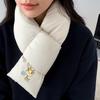 Solid Color Winter Cross Scarf Windproof Thermal Warm Scarf Simple Down Cotton Scarf  Woman/Girls