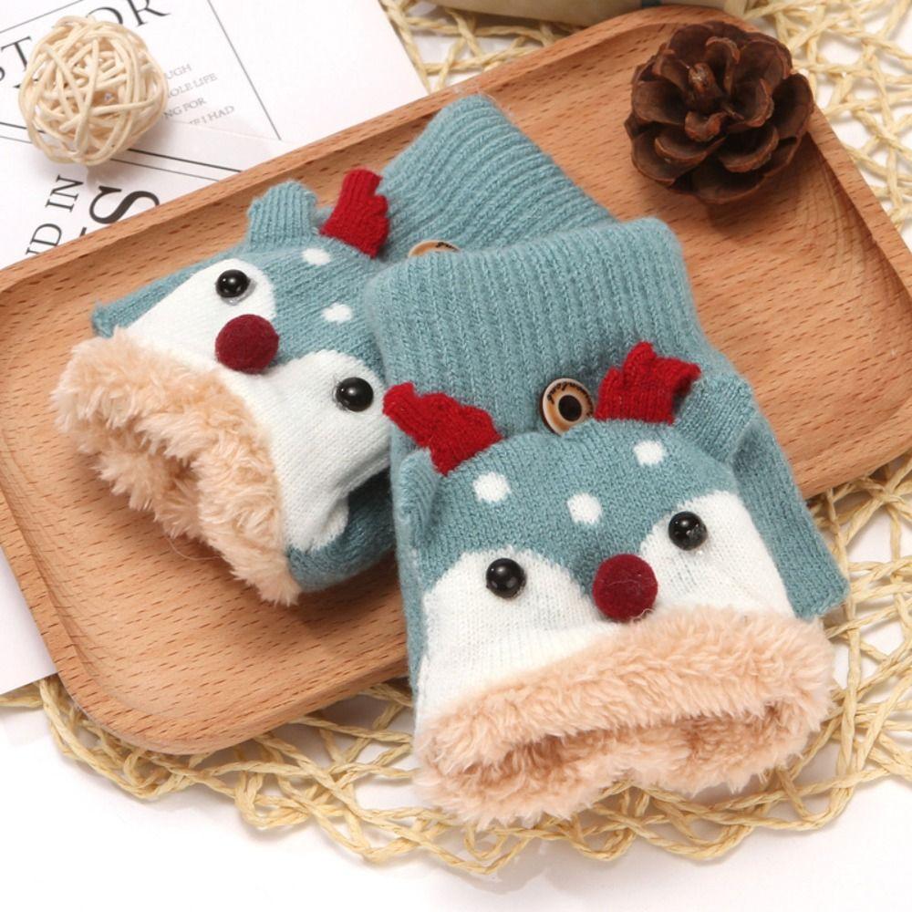 Deer Mittens Cold protection Children Christmas Gloves  Gloves  Fingerless Gloves Clamshell Half Finger Gloves