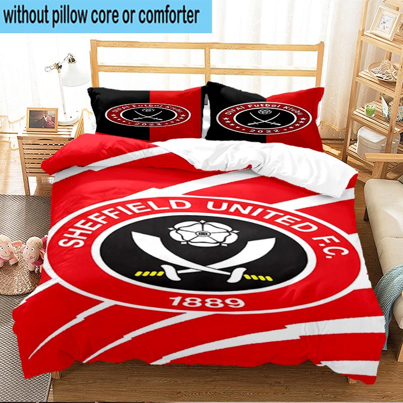 3PCS Global Football Club Sheff Bedding Set,Including 1pc Duvet Cover And 2pcs Pillowcases Perfect for Bedroom, Dormitory, Fan Christmas gift