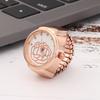Finger Ring Watch Round Dial Rose Flower Pattern Women Finger Quartz WatchRose Gold