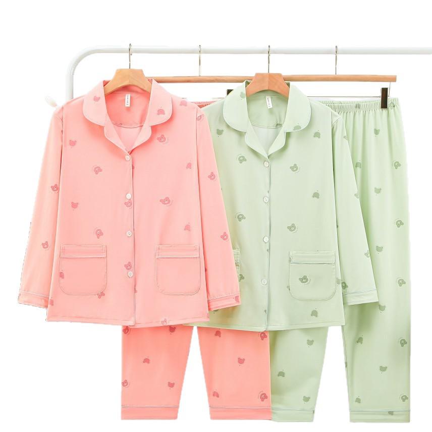 Dingdang Guifei Women's Turn-Down Collar Long Sleeve Pajama Set - Autumn/Winter Fashionable Homewear
