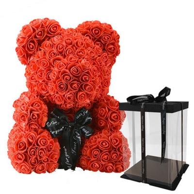rose covered teddy bear