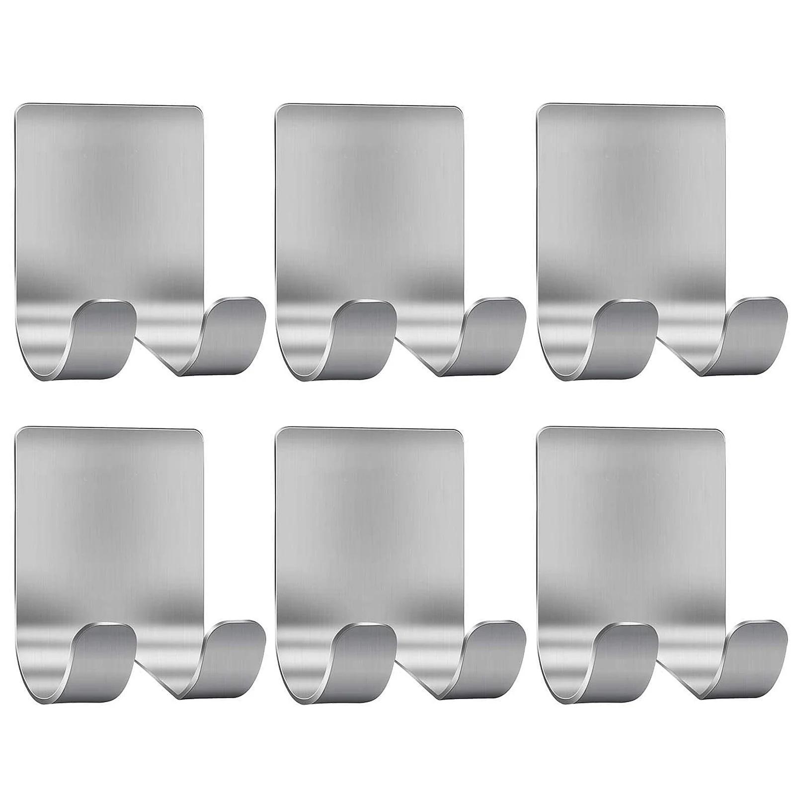 6Pcs Self-Adhesive Razor Holder Bathroom Wall Mounted Men Shaving Hook Rack Stainless Steel Shower Razor Organizer Holder