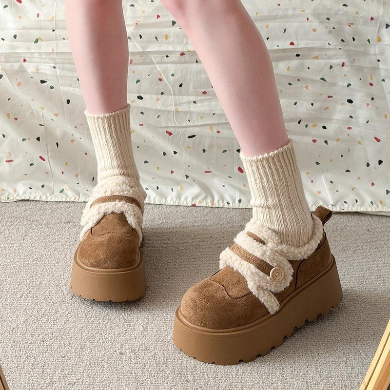Retro Small Man Heightened Thick-soled Snow Cotton Shoes Women's Winter New Warm Outer Wear Plush Shoes