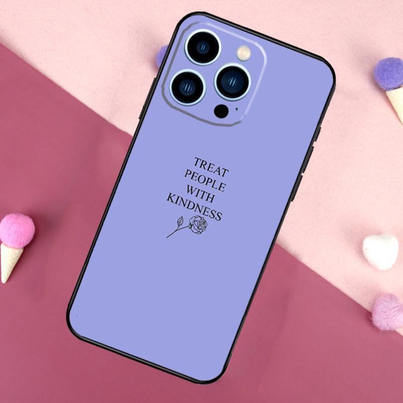Treat People With Kindness Case For iPhone 16 15 Pro Max 11 12 13 Mini 14 15 Pro Max 16 Plus XR 16e Phone Back Cover