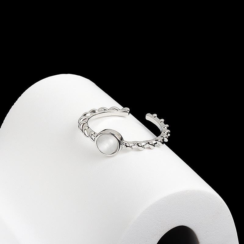 

Vintage Gold Chain Cat Eye Stone Open Ring For Women Fashion Simple Personality Index Finger Ring Student Trendy opening adjustable біле золото кольору