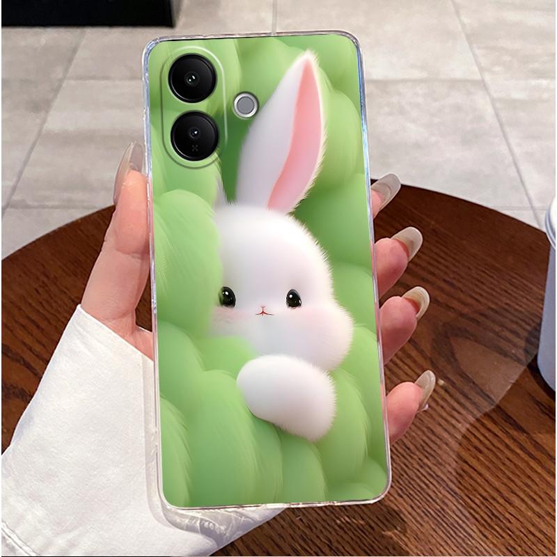 For Vivo V60 Lite Case For Vivo V60 Lite 5G 4G Cover Clear Luxury Cute Love Rabbit Funny Painted TPU Soft Silicone Phone Case