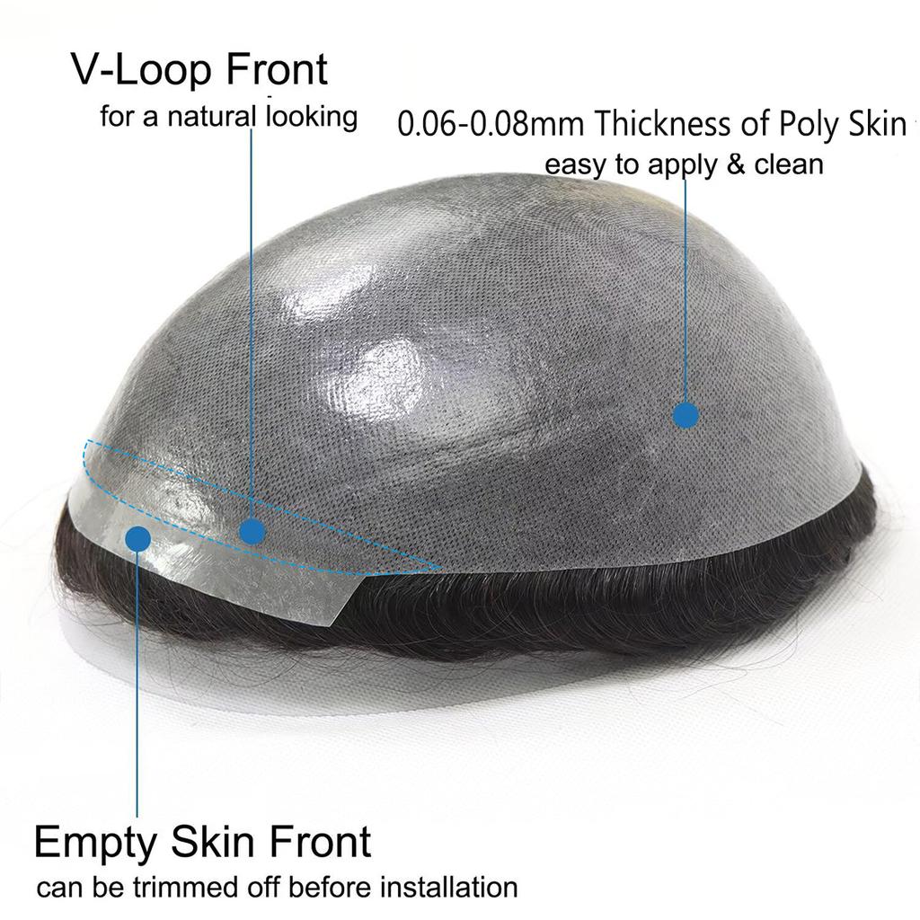 Toupee For Men Ultra-Thin Skin Microskin Male Hair Prosthesis Premier Toupee for Men Men's Wig 100% Natural Human Hair