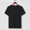 Men's Retro Cotton Linen Short-sleeved T-shirt Top Loose Pants Two-piece Suit