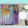 Beautiful 3d Printed Purple Flowers Waterproof Shower Curtain Set With Hooks