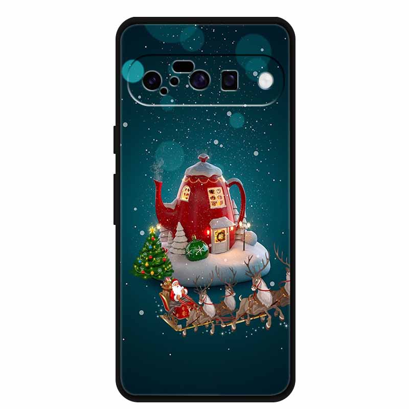 Christmas Phone Cases For Google Pixel 10 Case Silicone Soft Black Cover Christmas Tree for Pixel 10 Pro / 10 Pro XL Back Cover
