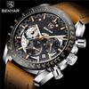 BENYAR Watch Men Sport Quartz Male Chronograph Calendar Top Brand Luxury Clock Genuine Leather Military Business Wristwatch 5120
