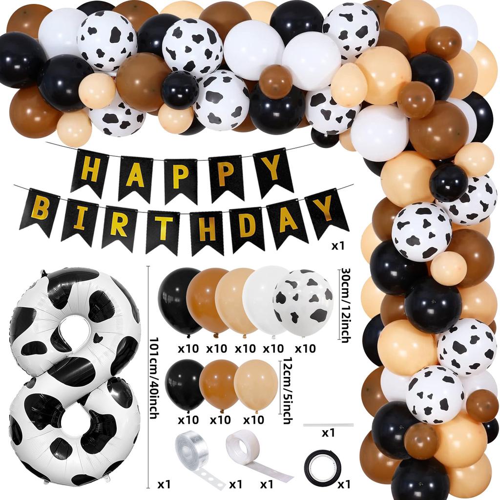 Farm Theme Balloon Wreath Set Birthday Party Flag Cow Digital Balloon Chain Set Arrangement