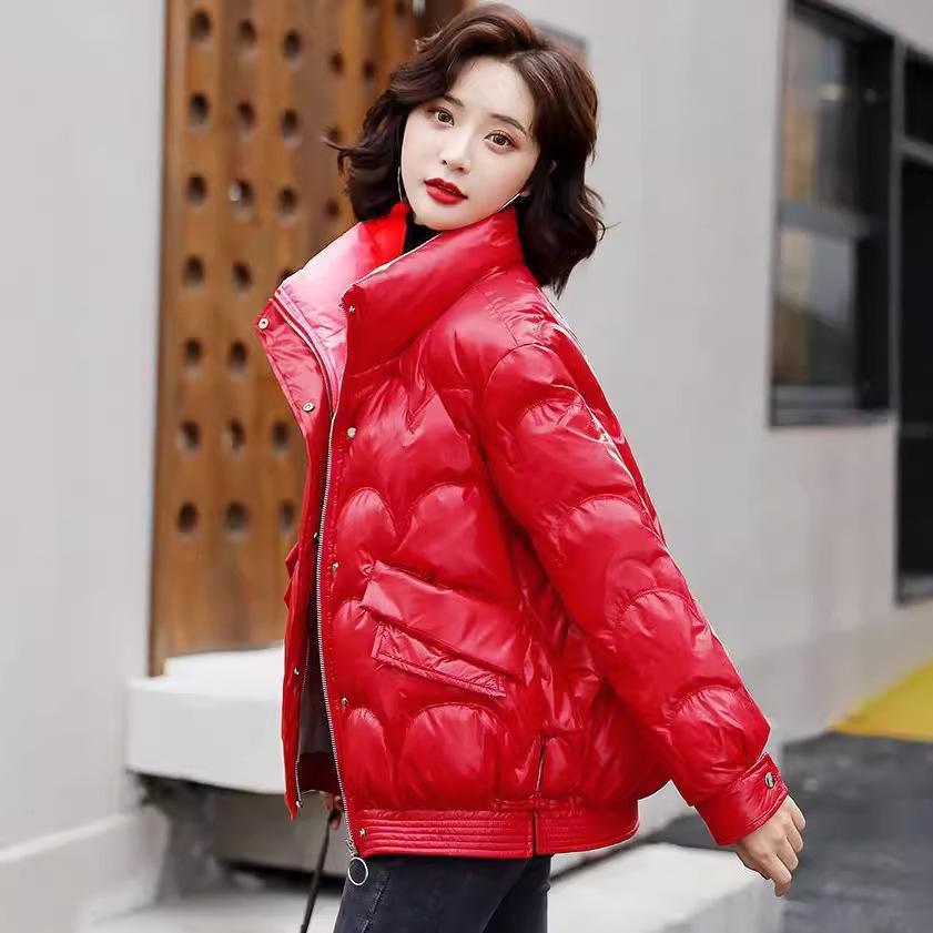 Winter Locker Baumwollgepolsterte Jacke, Waschfrei Glänzend Daunen Kurz Damen Baumwollmantel