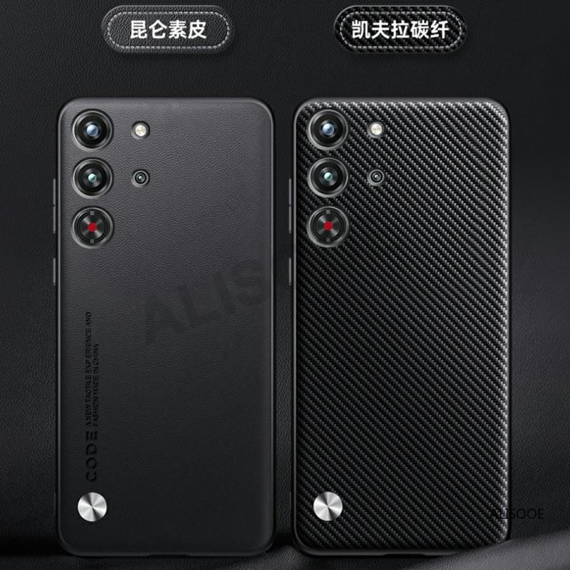 Hülle für Nubia Red Magic 10 Pro Plus Hülle Luxus Fasertextur PU-Leder Schutz Rückseite Abdeckung Capa für RedMagic 10 Pro+ Hüllen