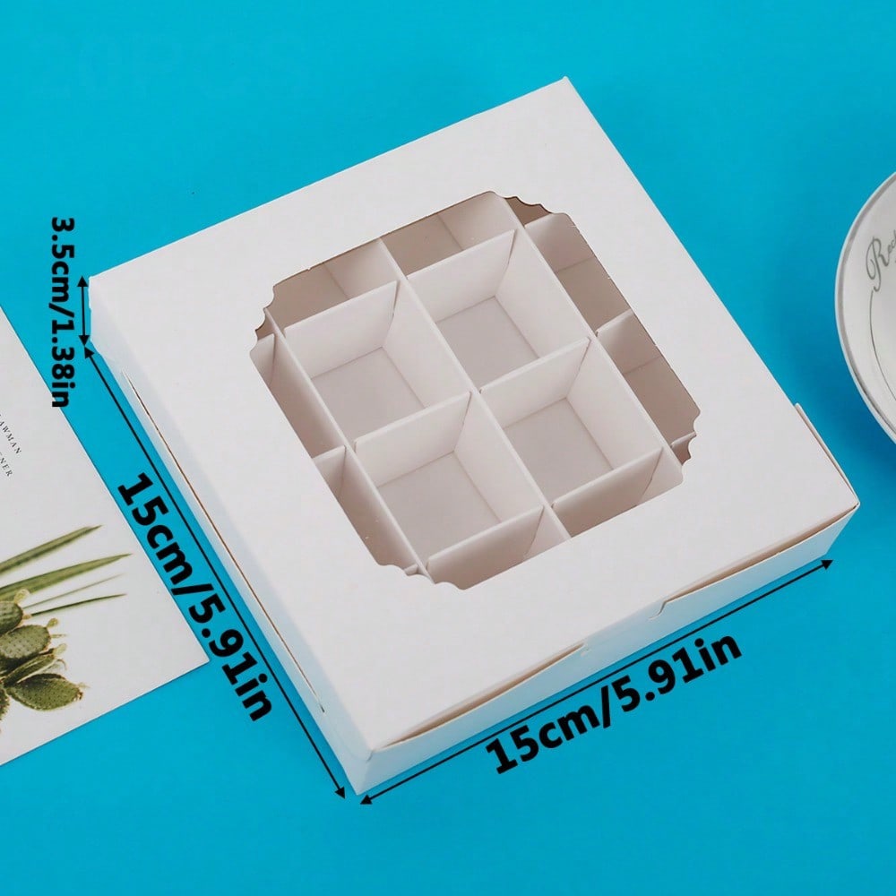

16 шт. Подарочная упаковочная коробка с окном, 5,91*5,91*1,38 дюйма, бумажные подарочные коробки с 16-секционным разделителем, витрина 16 PCS белый