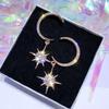 Korean Asymmetrical Star & Moon Tassel Earrings - 925 Silver Needle with Diamonds