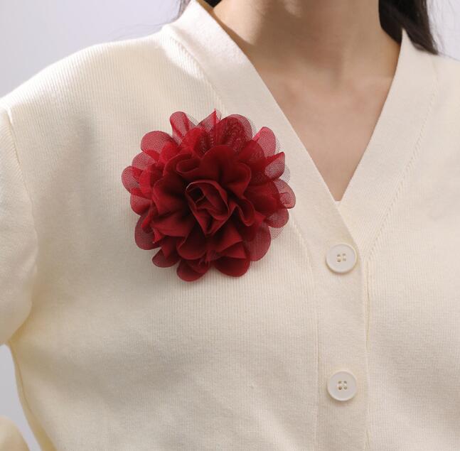 Brooch New Red Bridal Brooches Big Flower Women s Jewelry