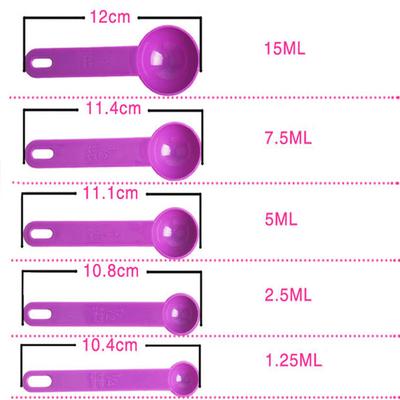 5Pcs Baking Cooking Tools Plastic Measuring Spoon Measuring Ladle With Scale